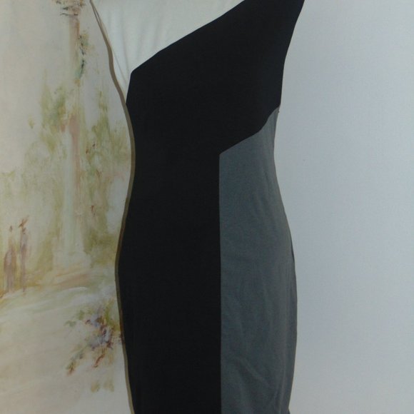 Y2K MAX AND CLEO colorblock GREY BLACK WHITE Wiggle Mini Sleeveless DRESS SZ 4 - Picture 2 of 11